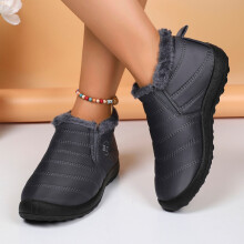 Botines Abtuhar para mujer, botines de lana cálidos con tacón plano, zapatos casuales cómodos, color gris oscuro.
