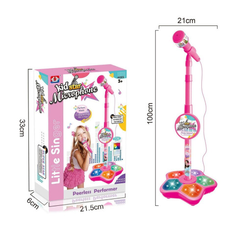 Microfone de karaokê multifuncional com luzes, eco e música – Suporte ajustável, compatível com crianças – Preto 2