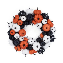 Couronne de citrouille artificielle de 45 cm pour porte d'entrée