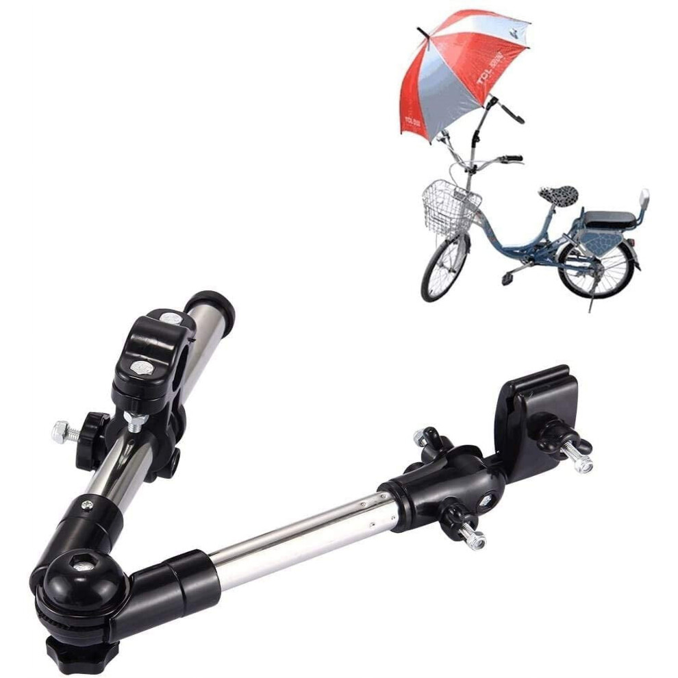 Universal Foldable Bike Umbrella Holder – Adjustable Clamp for Stroller, Wheelchair, Scooter, Golf Cart; Compatible with Umbrellas