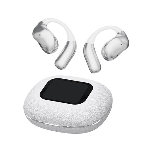 Bluetooth-Headset mit LCD-Vollfarb-Touchscreen, Ohrbügel, Lederoptik