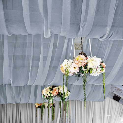 BalsaCircle5x14feet Dusty Blue Premium Chiffon Sheer Curtain Panel Backdrop Drape Wedding 1