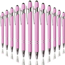 12-pak kuglepen med stylusspids, blød klik-metalpen, 1,0 mm mellemstor spids, sort blæk