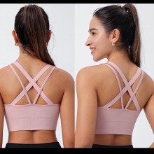 Gevoerde sportbeha voor dames, hoge ondersteuning, verstelbare bandjes, racerback, lange sportbeha voor workouts, gym, yoga, crop top, tanktop, grote