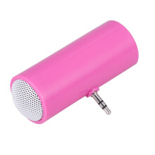 Altavoz estéreo portátil mini con conector de audio de 3,5 mm para teléfono o tableta (sin batería, color rosa).