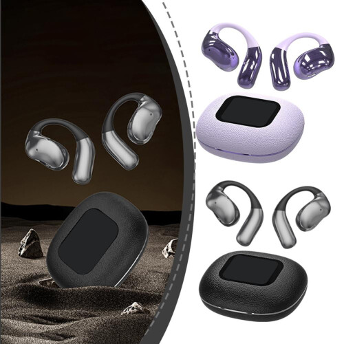 Bluetooth-Headset mit LCD-Vollfarb-Touchscreen, Ohrbügel, Lederoptik 1