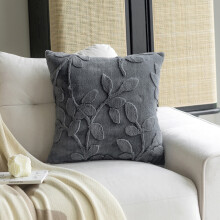 Funda de almohada decorativa jacquard de 18x18 pulgadas – Gris oscuro, 1