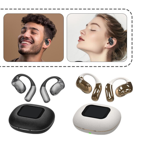 Bluetooth-Headset mit LCD-Vollfarb-Touchscreen, Ohrbügel, Lederoptik 2