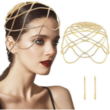 Vintage hoofdband met strasssteentjes uit de jaren 1920 – Gouden flapper haarband voor bruiloft, Mardi Gras, feest; geschikt voor vrouwen