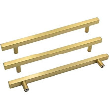 Gold Cabinet Handles Brushed Brass T-Bar Pulls 15 Pack