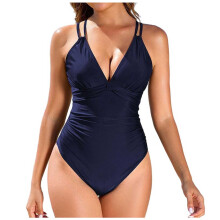 Damesbadpak, effen kleur, conservatief model, casual bikini, losvallend badpak uit één stuk voor strand en zwembad.
