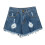 Stretchy denimshorts med lomme i mørkeblå til dame 1