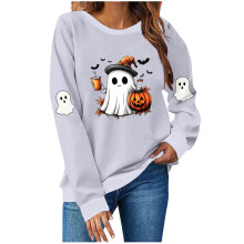 Sweat-shirts à capuche tendance et confortables pour femmes, motif fantôme et citrouille, manches longues et col rond, parfaits pour Halloween.