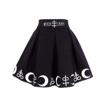 Gonne da donna gotiche punk stregoneria luna magia simboli minigonna plissettata