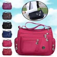 Ludlz Dámska jednofarebná viacvrecková zipsová crossbody taška cez rameno s pláteným vreckom