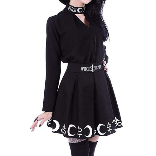 Φούστες για γυναίκες Gothic Punk Witchcraft Moon Magic Spell Symbols Πλισέ μίνι φούστα 2