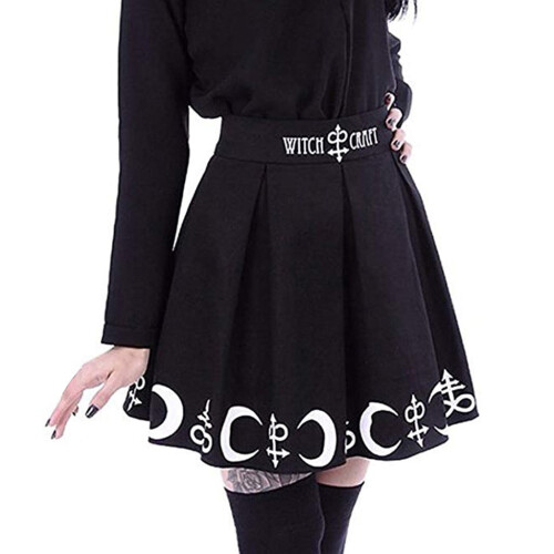 Φούστες για γυναίκες Gothic Punk Witchcraft Moon Magic Spell Symbols Πλισέ μίνι φούστα 1