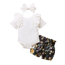 Bebeluși fete băieți haine bebeluși salopetă cu volane salopetă + pantaloni scurți cu imprimeu floral ținute