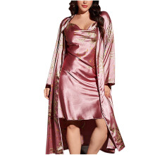 Women's Polyester Robe Pajama Sets Long Nightgown with Robes Nightwear Set Homewear XL-5XL