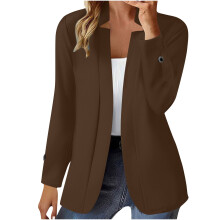 Kukoosong Blazer für Damen, Business Casual, langärmelig, offener Anzug, Strickjacke mit Taschen