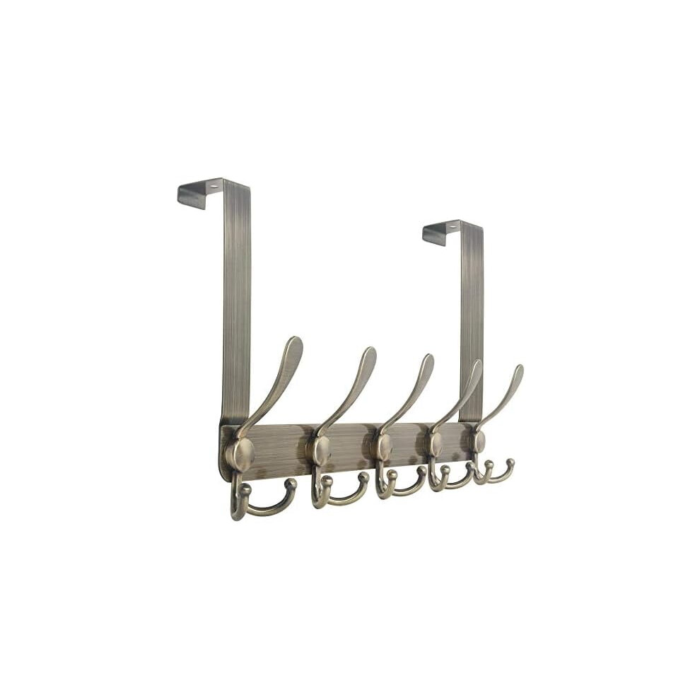 Over The Door Hooks Door Hanger With 5 Tri Hooks For Hanging, Over The Door Towel Rack Coat Hanger Coat Rack For Behind Back Of Bathroom,Bronze 9557311780646