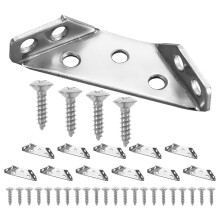 12pcs Corner Bracket with Screws Universal Stainless Steel Furniture Corner Connector Heavy Duty Support Angle Brackets for Wood Furniture Cabinets