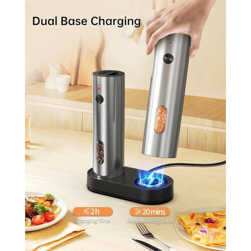 Ensemble moulin à sel et à poivre rechargeable – 110 ml, 2
