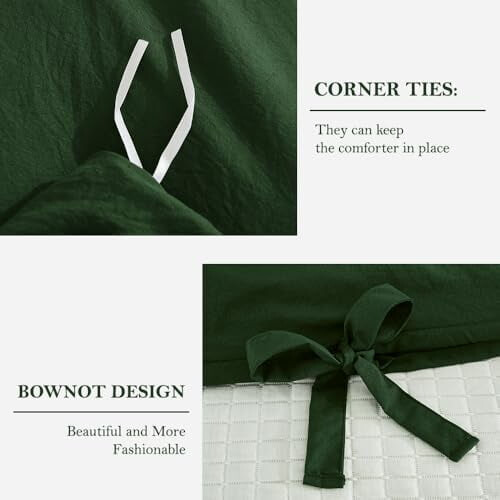 Dark Green King Duvet Cover Set Microfiber 3-Piece 2