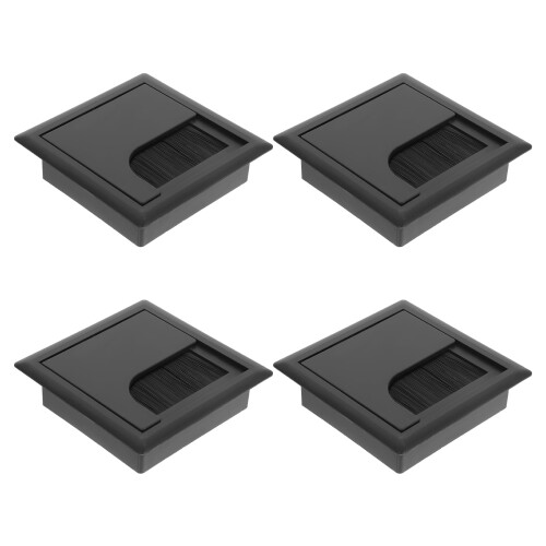 Cache-câbles de bureau noir, passe-câbles en aluminium, 80 mm, lot de 4 2