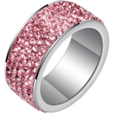 Anillos de 8 mm, anillo de acero inoxidable para hombre y mujer, diseño sencillo de 5 filas con circonita cúbica redonda. Anillo de boda sencillo.