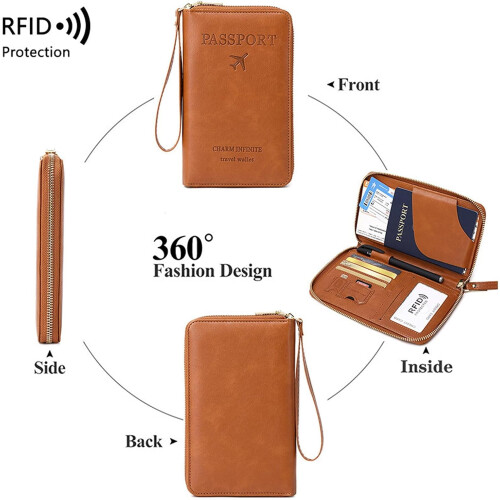 Πορτοφόλι RFID για ταξίδια με θήκη τηλεφώνου – Χωράει διαβατήρια, κάρτες, μετρητά, 2