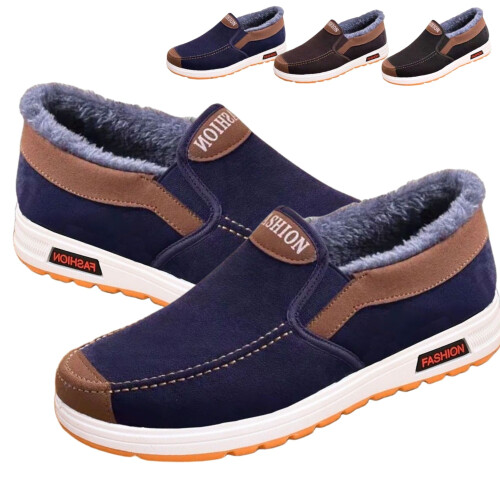 Ανδρικά χειμερινά, casual, slip-on μποτάκια, ζεστά, αδιάβροχα, με γούνινη επένδυση, κοντά