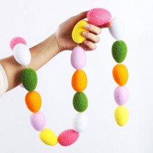 Guirlande d'œufs de Pâques en plumes, 1,2 m, mousse multicolore