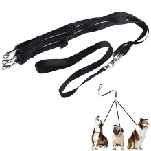 144-170cm 3-Way Dog Coupler Leash with Padded Handle Detachable Tear-Resistant Dog Walking Leash for 1/2/3 Dogs