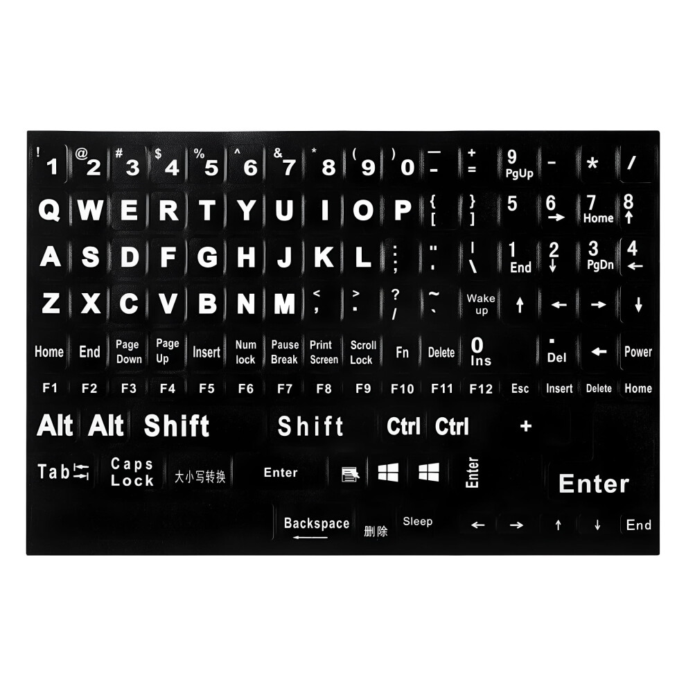 English Keyboard Stickers Background Letters Black/White 9023022974020