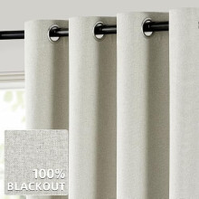 100% Blackout Greyish Beige Curtains 52x84", 2 Panels, Grommet Top, Thermal Insulated, Soundproof, Farmhouse Style — Compatible with Standard Rods