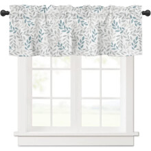 Cantonnière à motif feuilles gris sarcelle 54 x 18 po à œillets