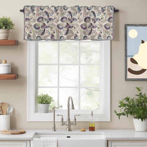 Paisley Floral Valance 60x18in, Θήκη για ράβδους για κουζίνα, υπνοδωμάτιο, μπάνιο – Αφηρημένη 1