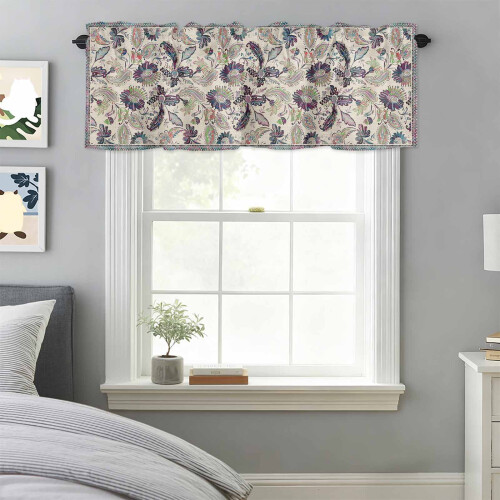 Paisley Floral Valance 60x18in, Θήκη για ράβδους για κουζίνα, υπνοδωμάτιο, μπάνιο – Αφηρημένη 2