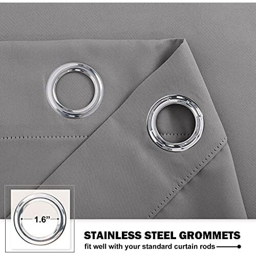Blackout Short Curtains 34x60 in Silver Grey Grommet 2