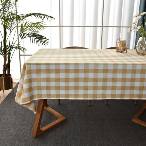 Sage Green Gingham Tablecloth 52x70 in Cotton Blend