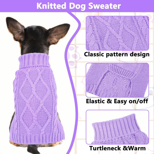 Jersey de punto de cuello alto para perros pequeños 2