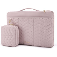 15-15.6" Puffy Shockproof Laptop Sleeve for Women – Lightweight, with Accessory Pouch & Handle, Compatible with MacBook Air/Pro