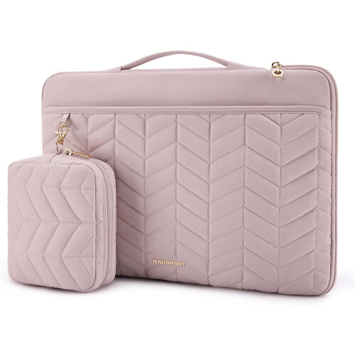 Capa protetora acolchoada e resistente a impactos para laptops de 15 a 15,6 polegadas, ideal para mulheres. Leve, com bolsa para acessórios e alça.