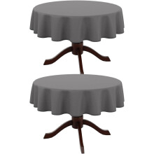 Textured 50" Round Tablecloth, Waterproof & Wipeable, Wrinkle-Free for Up to 35" Dia Tables – Compatible with Farmhouse, Outdoor & Birthday Parties