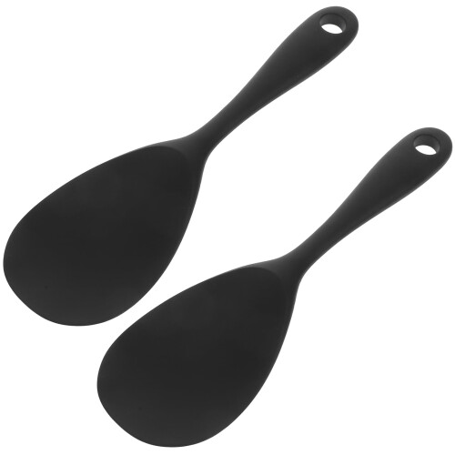 2 spatole per riso in silicone, cucchiaio per riso 22,50 x 7,00 x 1,50 cm, nero