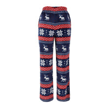 Flannel pyjamasbukser til kvinder, loungebukser med lommer, lette, løse joggingbukser, julevarme vinterbukser, blå, US14