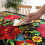 Mexikansk blommig bordsduk marinblå polyester 4