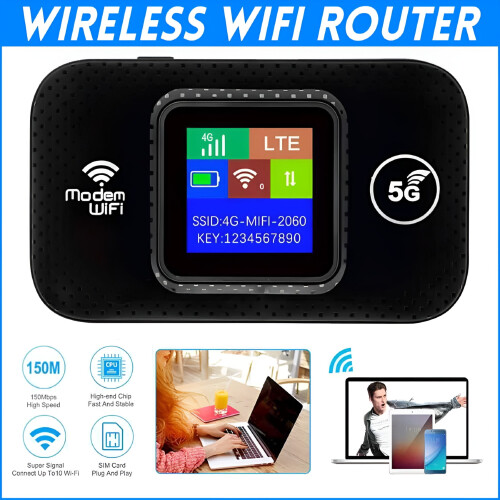 Φορητός ασύρματος δρομολογητής WiFi 5G LTE για κινητά ευρείας ζώνης LCD MIFI Hotspot 2