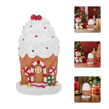 OUNONA Decorazione natalizia a forma di casetta di pan di zenzero multicolore per villaggio di Natale, da tavolo, in resina, miniatura da 3,5 pollici
